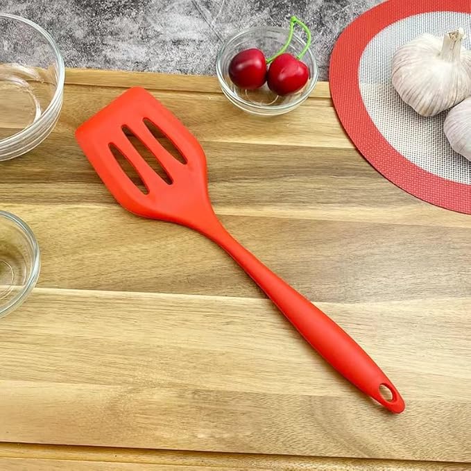 10 Pcs Silicone Cooking Kitchen Utensils Set，BPA FREE Gadgets for Non-Stick Cookware (Red), 10.63*2.56