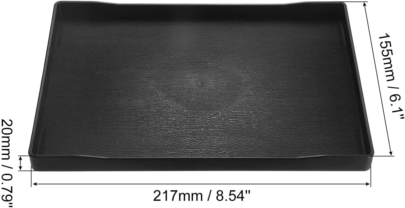 uxcell Serving Tray Small Black Mini Tray 6" x 9" Plastic Rectangular Wooden Serving Trays Decorative Ottoman Platter for Breakfast Kitchen Bathroom