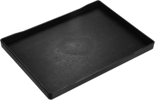 uxcell Serving Tray Small Black Mini Tray 6" x 9" Plastic Rectangular Wooden Serving Trays Decorative Ottoman Platter for Breakfast Kitchen Bathroom